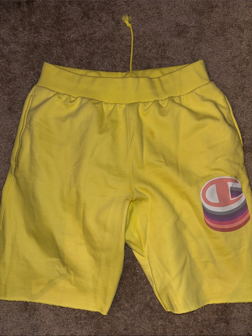 Champion Yellow Athletic Logo Shorts